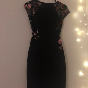 Floral Black BodyCon Dress